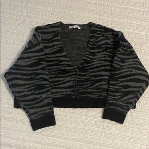 Zara Zebra Patterned Cardigan in Black and Gray